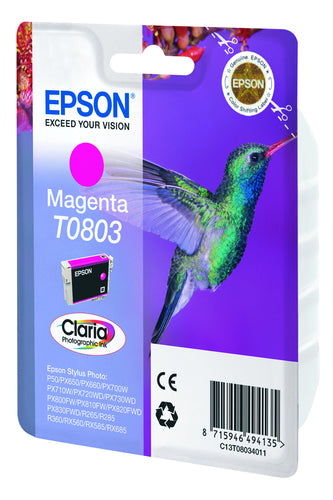 Epson Hummingbird Singlepack Magenta T0803 Claria Photographic Ink Epson Hummingbird Singlepack Magenta T0803 Claria Photographic Ink